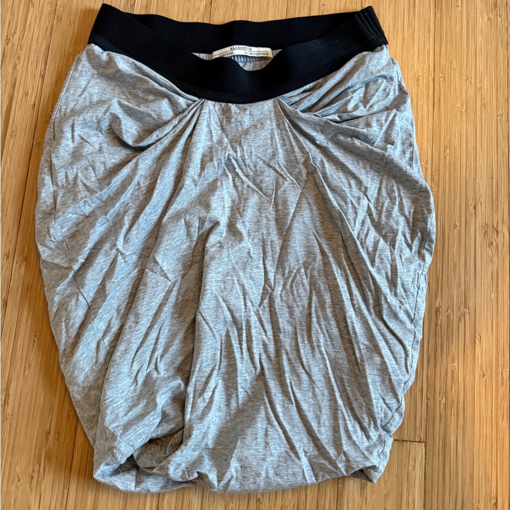 All Saints Gray Pencil Skirt with Black Waistband NWOT